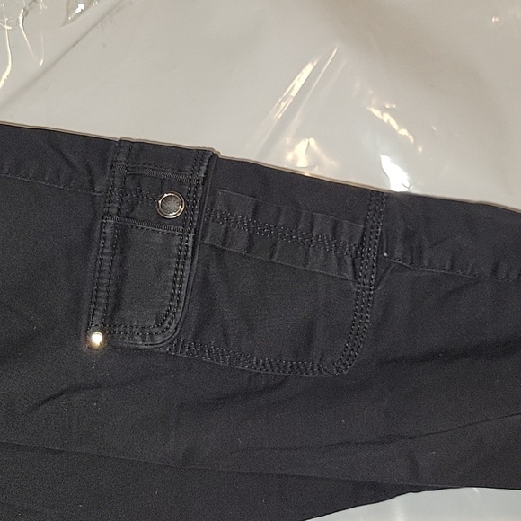WHBM Capri Pants Embellished Cargo Pockets Black Size 12W - Picture 2 of 9